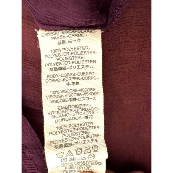 Free People Women's Sheer Femme Embroidered Retro Blouse Purple S Sexy Boho - Picture 5 of 8